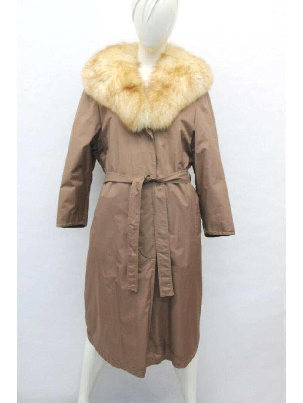 Excellent Lamb Fur Lined Brown Cloth Coat Jacket Women Woman Size 4
